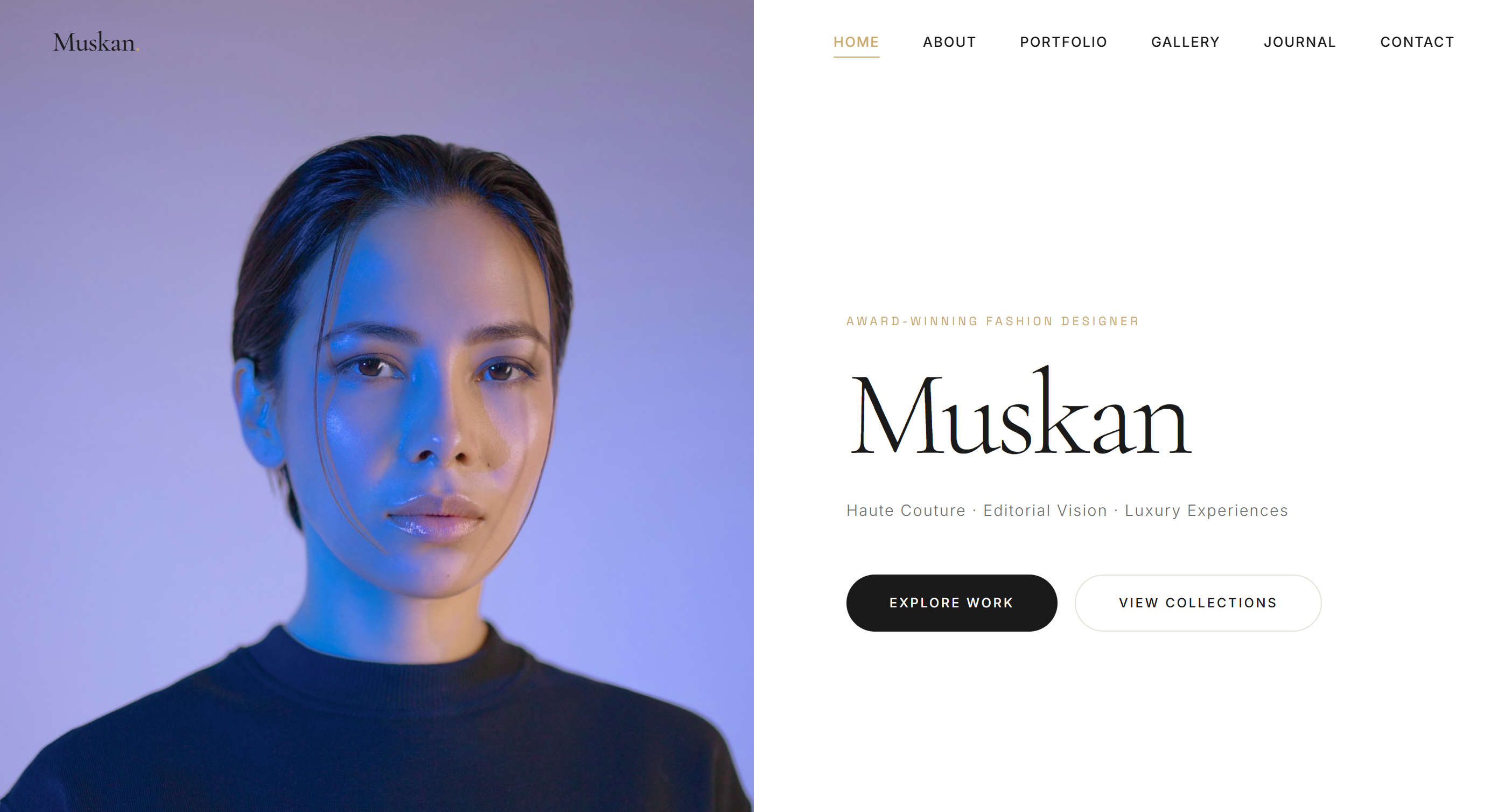 Muskan.studio — creative portfolio website built by BUILTIFY