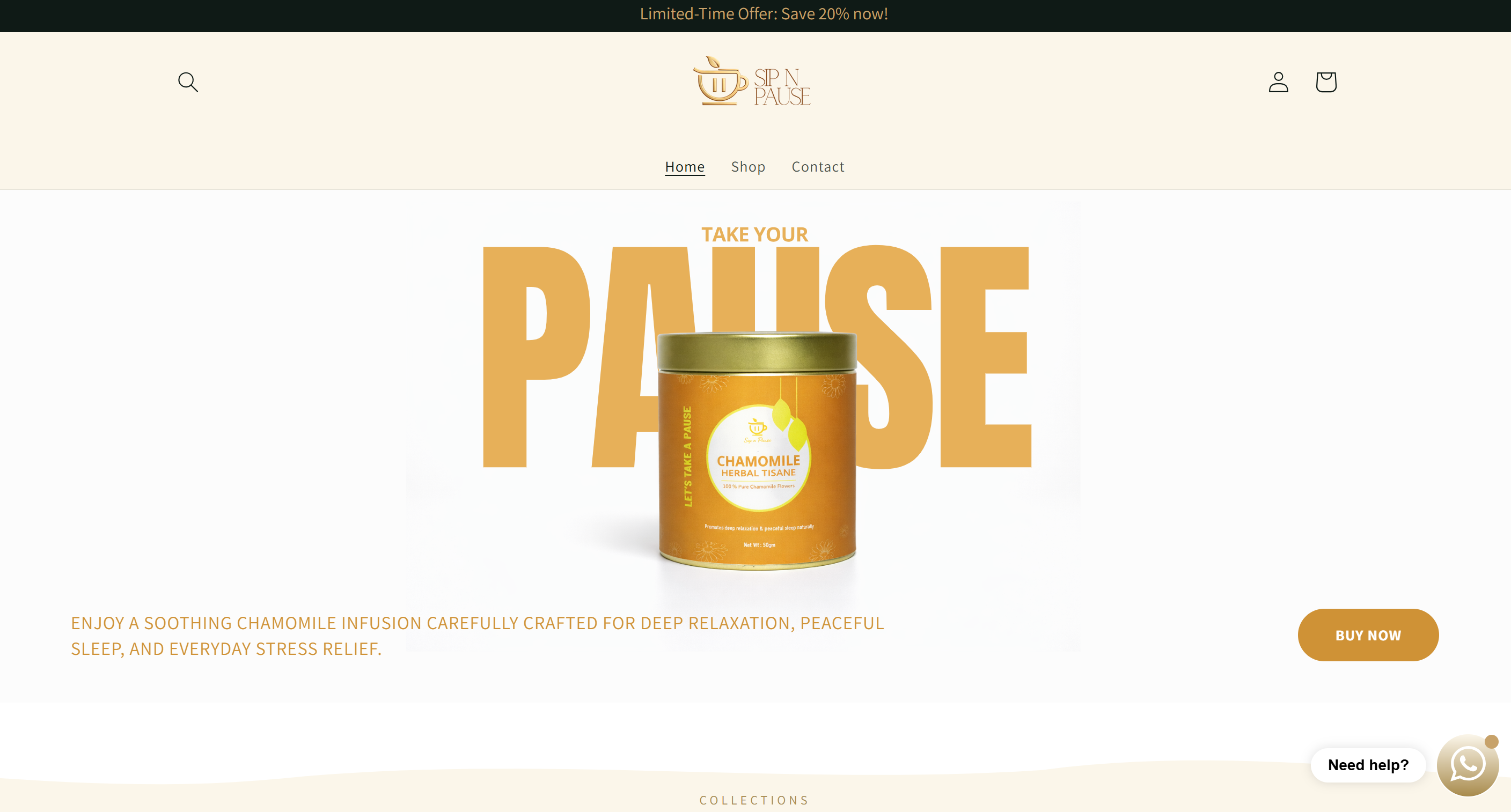 Sipnpause.com — premium tea ecommerce store built by BUILTIFY